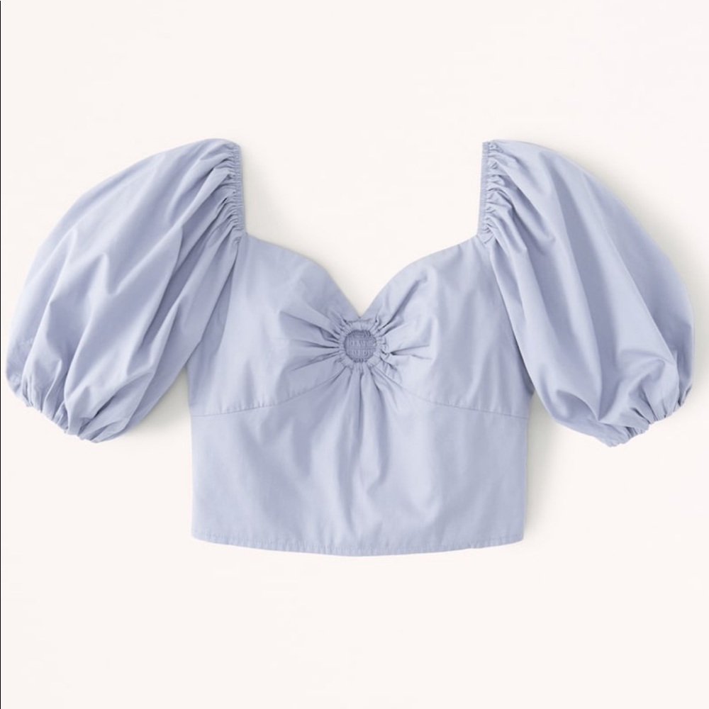 NWOT A&F puff sleeve poplin o ring top